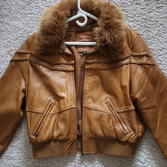 KNOLES CARTER CHESTNUT BROWN ITALIAN LAMBSKIN COAT BOMBER - Picture 4 of 10